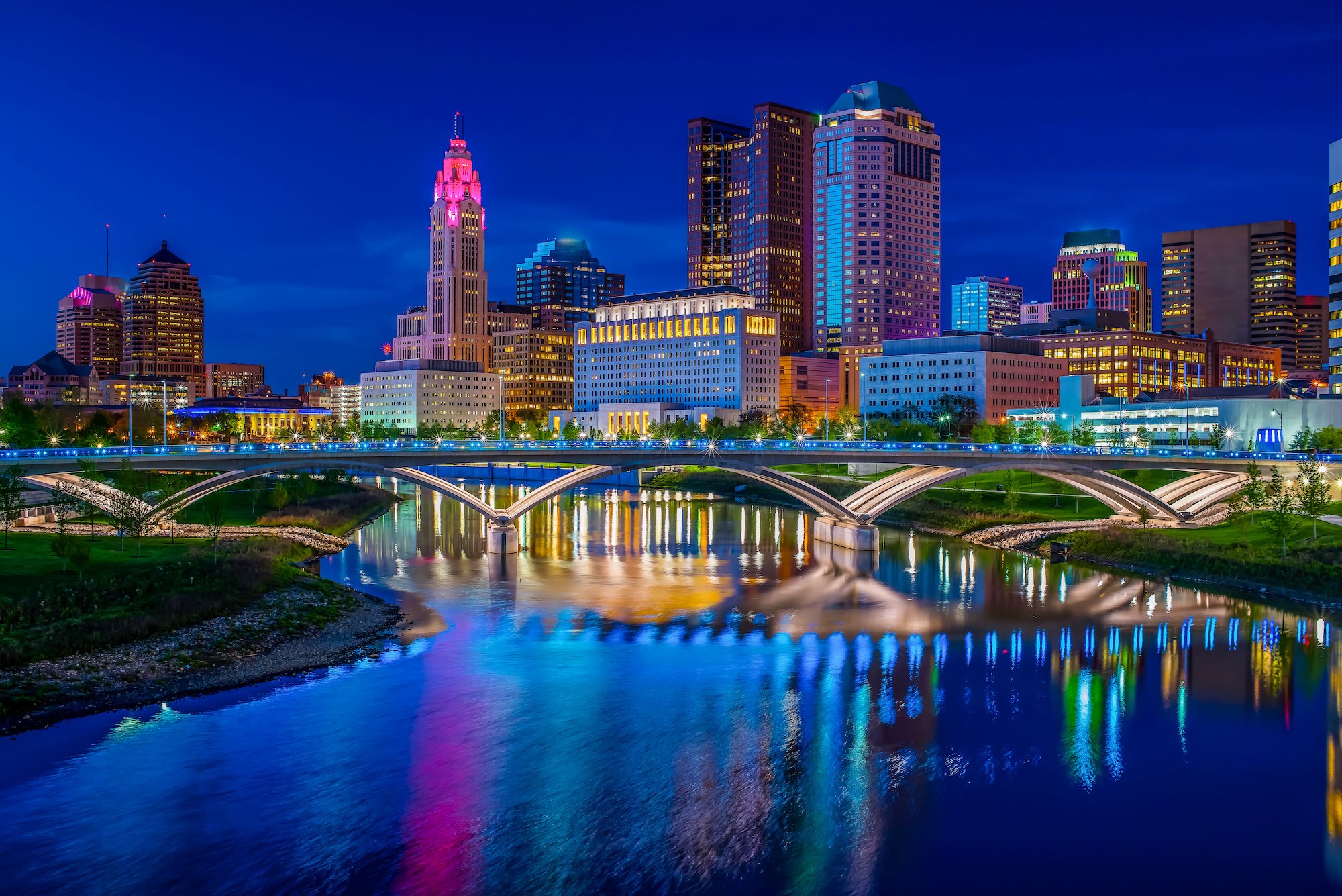 Columbus, Ohio reflected in Scioto River